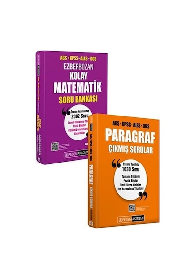 Pegem Kpss Meb-ags Ales Dgs Paragraf Çıkmış Sorular + Matematik Soru Bankası 2 Li Set Pegem Akademi Yayınları