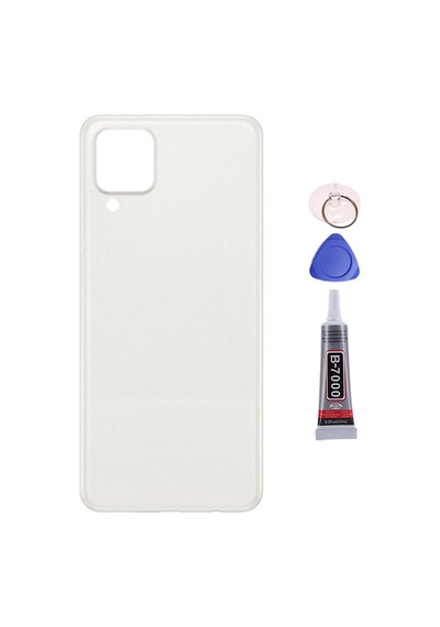Samsung A12 Beyaz Uyumlu Arka Kapak Batarya Kapağı Pil Kapağı Yapışkan Ve Sökme Aparatıyla Beraber Full Set Beyaz