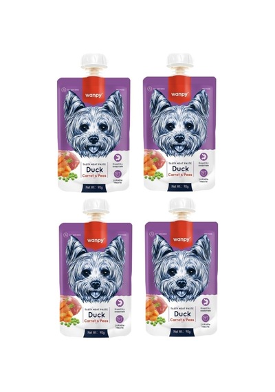 Wanpy Taze Ördekli & Havuçlu Köpek Et Ezmesi 4 x 90 G