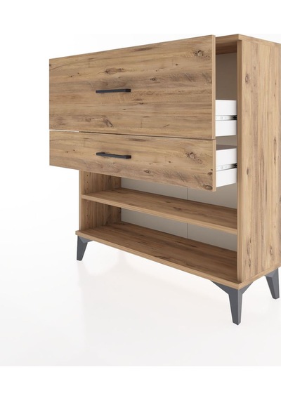 Arges Şifonyer Tek Raflı 2 Çekmeceli 88x30x96 Çam-çam Çam