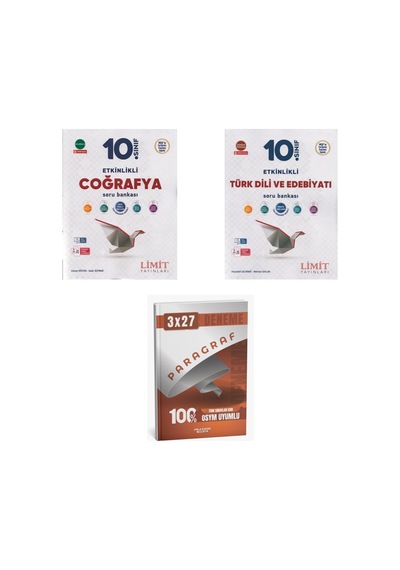 2027 Limit 10. Sınıf Etkinlikli Coğrafya + Edebiyat Türk Dili Ve Edebiyatı Soru + Ankapade 3'lü Set