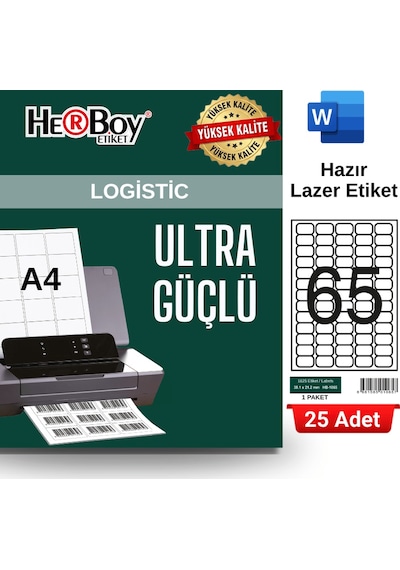 Herboy Hb-1065 38,1 X 21,2 Mm A4 Laser Etiket 25 Adet