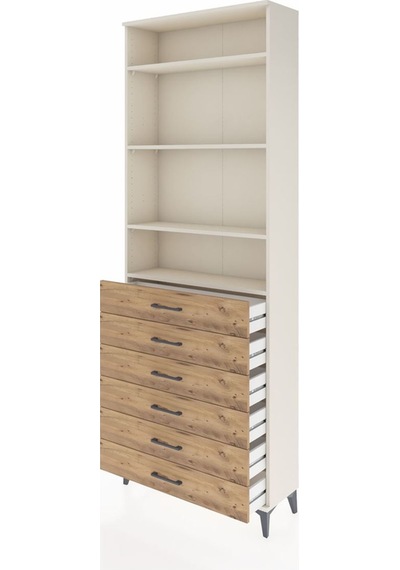 Arges Dolap 4 Raflı 6 Çekmeceli 88x30x243 Aytaşı-çam Aytaşı