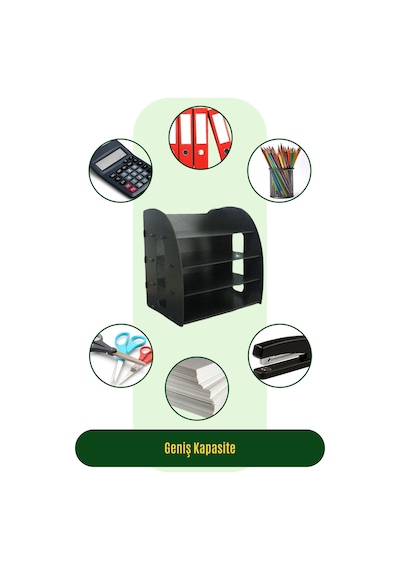 Masa Düzenleyici Organizer Evrak Rafı Masaüstü Organizer Model 6 - Siyah