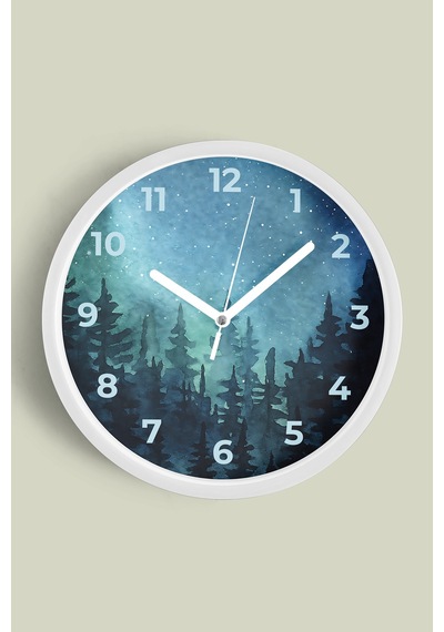 Soyut Gece Görüşü Modern Duvar Saati - 42cm - Önü Camlı Beyaz Kasa - Sessiz Mekanizma-jh0840 Beyaz