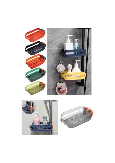 Buççin Online Mağaza Şampuanlık Sabunluk Süngerlik Banyo Mutfak Düzenleyici Askılı Ayarlanabilir Vakumlu Organizer Kapaks Çok Renkli