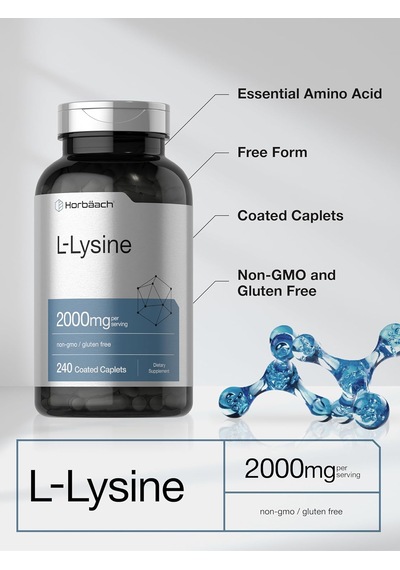 Horbäach L-lysine 2000mg 240 Caplets Vegetarian Aromasız