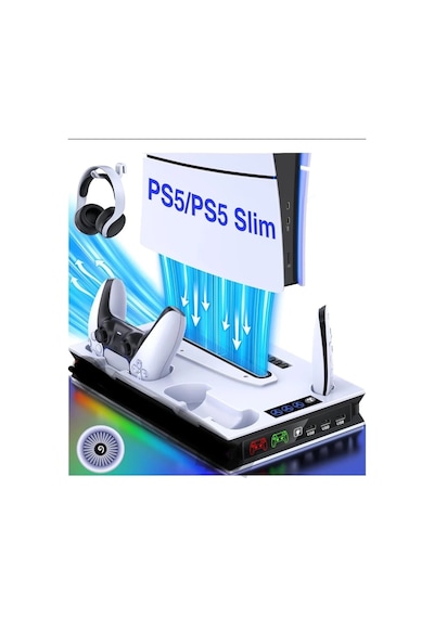 Ps5 Slim Pro Fonksiyonel Fanlı Şarj Standı Led Göstergeli Dijital Ve Cd Li Sürüm Uyumlu Yh60