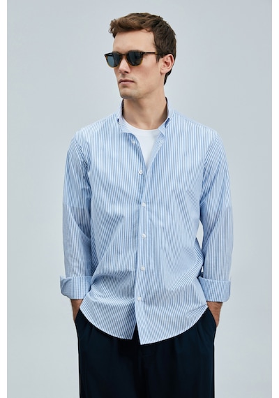 Lufian Erkek Regular Fit Charles Basic Gömlek 111010638 Mavi Mavi