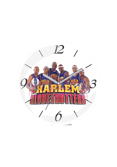 Harlem Globetrotters Basketbol Çap 30cm Sessiz Akar Bombeli Gerçek Cam Duvar Saati Siyah