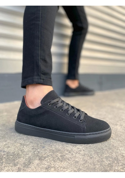 Jy122 Mode Bağcıklı Süet Erkek Günlük Sneaker Ayakkabı Sst - Siyah Siyah