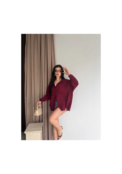 Unika Boutique Salaş Stil Gömlek Bordo