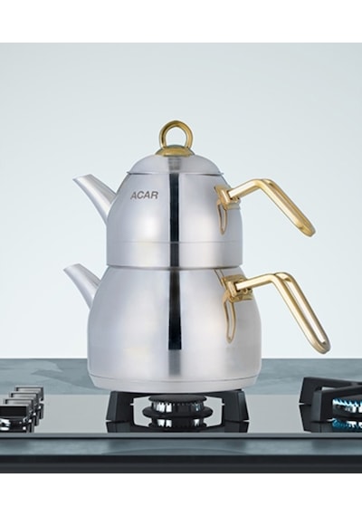 Acar Alexi-Gold Aile Boy Çaydanlık Tk. Metal Kulp Xrd-21-0460/6 Çelik