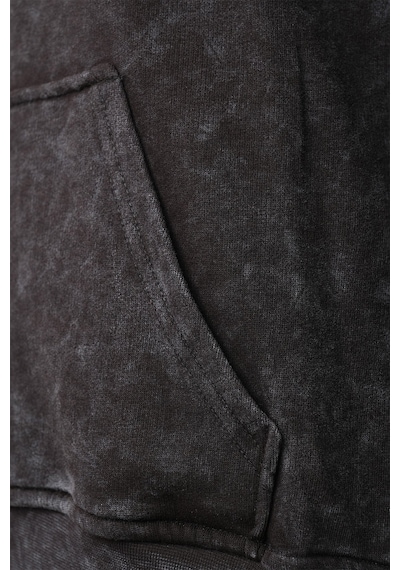 King Of The North Baskılı Kapüşonlu Oversıze Sweat Füme