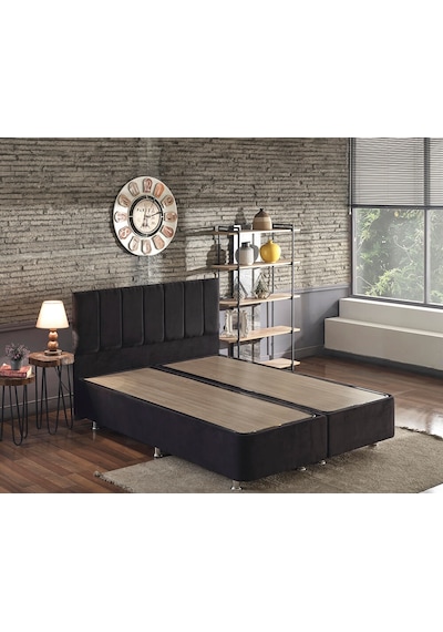 Nironyatak Niron Ela Baza Ve Başlık Seti 200X200 Cm Çift Kişilik Siyah Kumaş