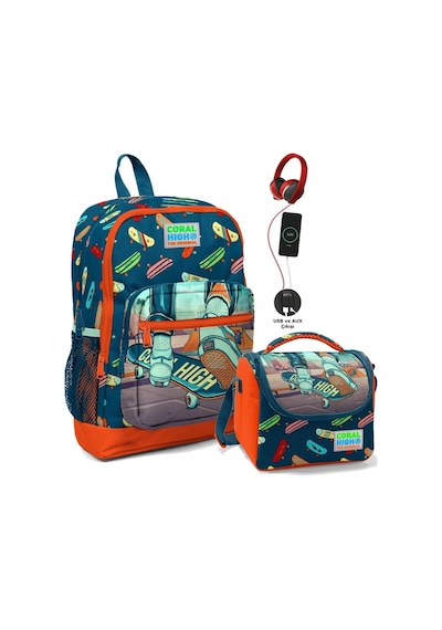 Coral High Erkek Çocuk Çivit Turuncu Kaykay Okul Çantası Ve Termal Beslenme Çanta Seti Usb Ve Aux Çıkışlı SETYGN0323823 Coral High Erkek Çocuk Çivit Turuncu Kaykay Okul Çantası Ve Termal Beslenme Çanta Seti Usb Ve Aux Çıkışlı SETYGN0323823
