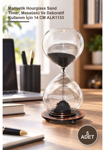 5 Adet Mıknatıslı Kumsaati Manyetik Hourglass Sand Timer, Masaüstü Ve Dekoratif Kullanım İçin 14 Cm Alk1133 Diğer