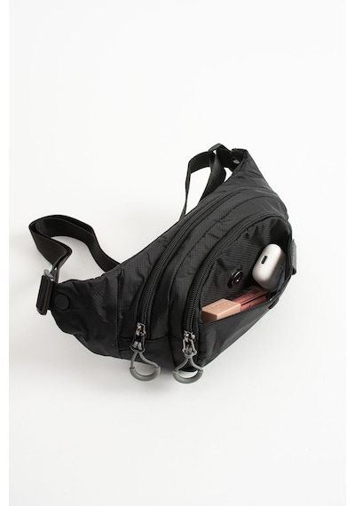 Özer-6036 Sanmorris Unisex Paraşüt Kumaş Koyu Gri Suya Dayanıklı 3 Bölmeli Siyah
