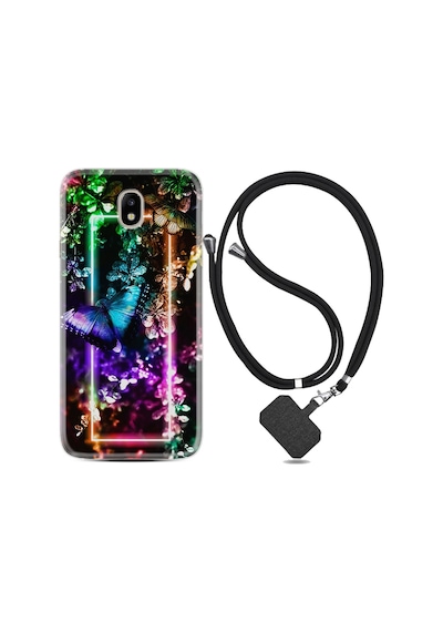 Samsung Uyumlu Galaxy J7 Pro Kilif Ipli Askili Butterfly Neon 1684 529078513