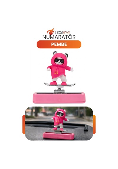 Araç İçi Numaratör Pembe Panda Figürlü Park Telefon Numarası Gizlenebilir