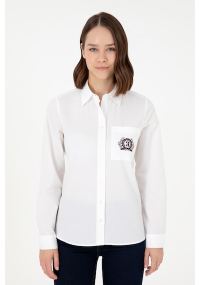 U.s. Polo Assn. Kadın Beyaz Gömlek Desenli 50291087-vr013 Beyaz