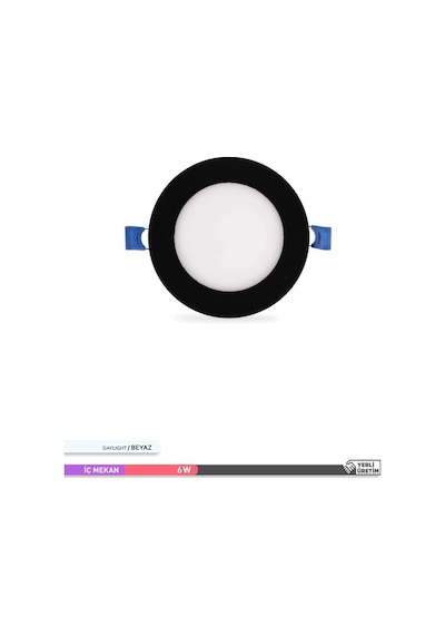 ACK 6W Sıva Altı Yuvarlak LED Panel Armatür Siyah Gövde 6500K Bey