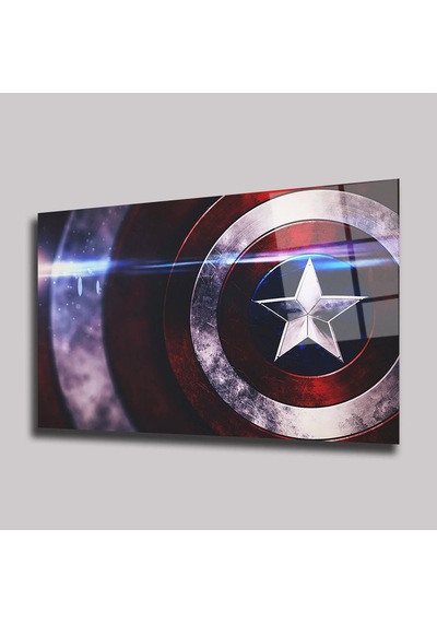 Kaptan Amerika Kalkanı Cam Tablo Sinematik Dekor 35x50 Cm