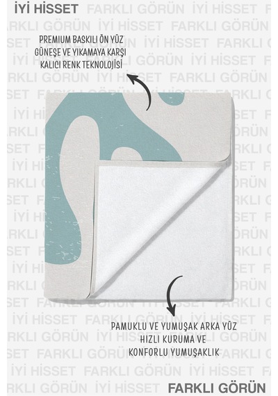 Minimalist Tropikal Yapraklı Beyaz Plaj Havlusu - Akdeniz Mavi Havuz Deniz Banyo Sahil Örtüsü Eski Köpüğü