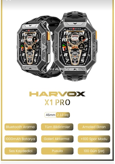 Harvox X1 Pro Tank Outdoor Akıllı Saat (İthalatçı Garantili)