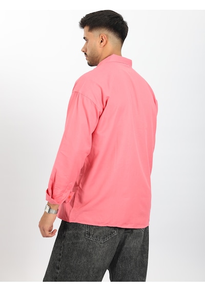 Mcz Giyim Pembe Renk Oversize Uzun Kollu Erkek Gömlek