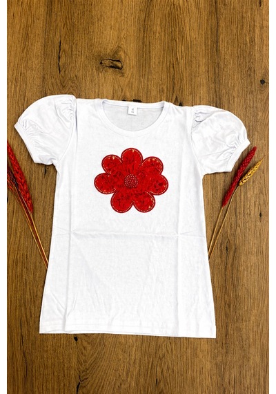 Çlm Store Kız Çocuk Papatya Desenli Likralı Penye Kırmızı Kırmızı