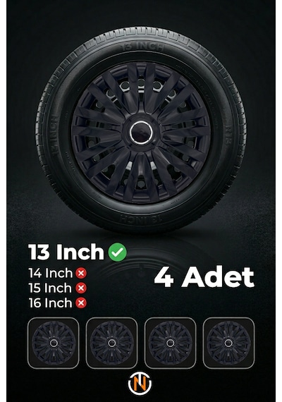 Kia Pride 13 İnç Jant Kapağı Takım Siyah S110