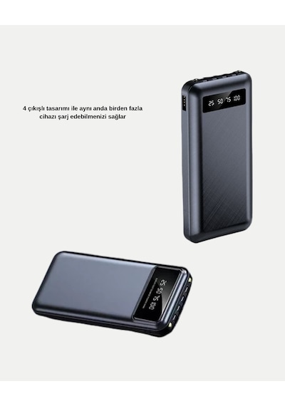 Csmtex Powerbank 20000 Mah Hızlı Şarjlı Led Fenerli Ve 4 Portlu