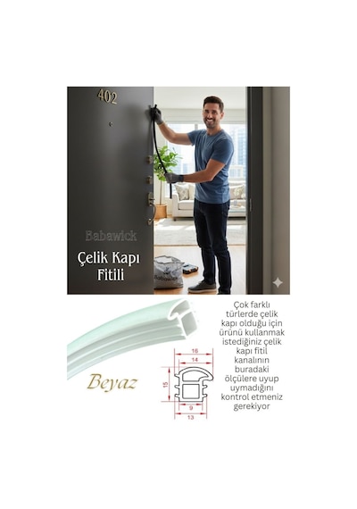 Çelik Kapı Fitili 6 Metre Beyaz Renk. Ses, Toz Ve Isı Yalıtımı Sağlar. Çelik Kapı Contası Lastiği Diğer
