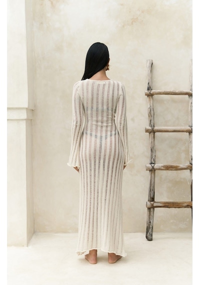 Mai Collection Mai Studios Co. Railay Bej Uzun Triko Elbise Bej