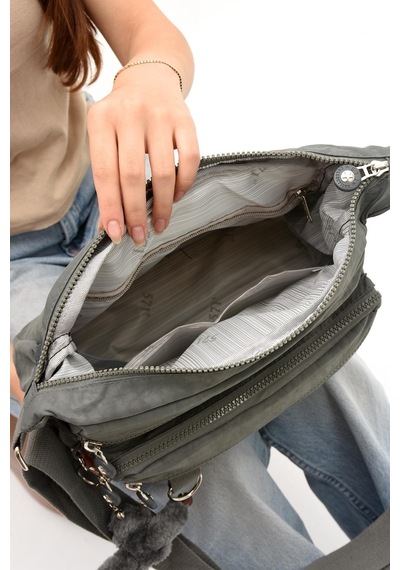 Çapraz Askılı Ultra Hafif Çok Cepli Bayan Omuz Çantası Gri Model: 571-6d - Gri