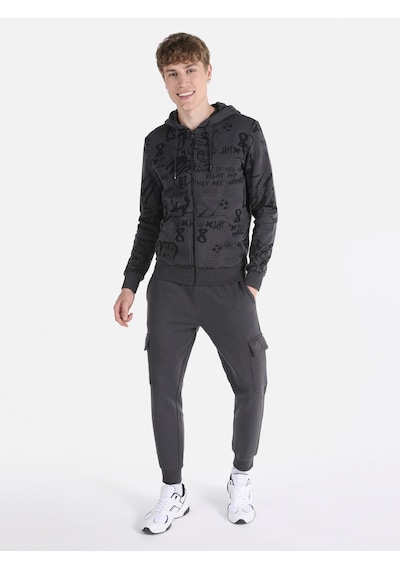 Colin's Colins Slim Fit Kapüşonlu Fermuarlı Baskılı Antrasit Erkek Sweatshirt Cl1063368 Antrasit