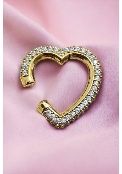 Zirkon Taşlı Kalp Earcuff Çok Renkli