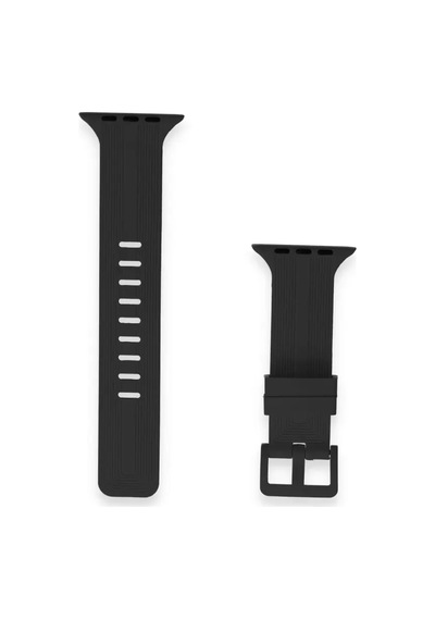Newface Apple Watch 38mm Kr408 Çizgili Silikon Kordon - Siyah Diğer
