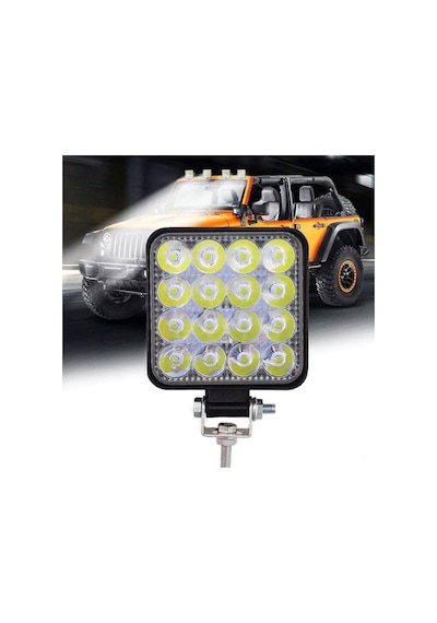 Off Road Beyaz Işık Sis Farı Lambası 16 Led Kare 12-24V 48 Watt