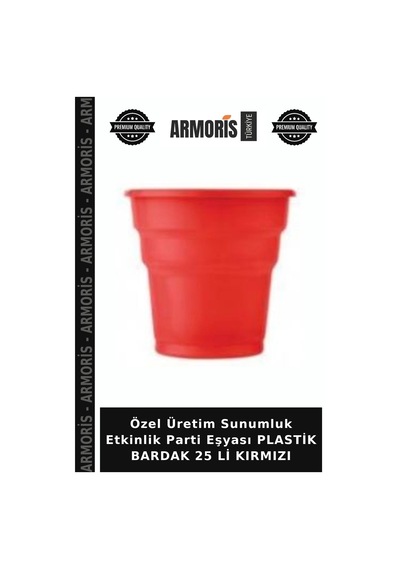 Özel Üretim Sunumluk Etkinlik Parti Eşyası Plastik Bardak 25 Li Kırmızı