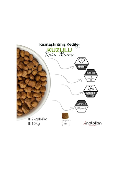Anatolian Premium Kuzulu Kısırlaştırılmış Kedi Maması 2 kg