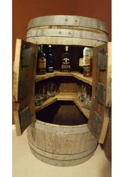 Masifart Şarap Fıçısından İç Bölmeli Mini Bar