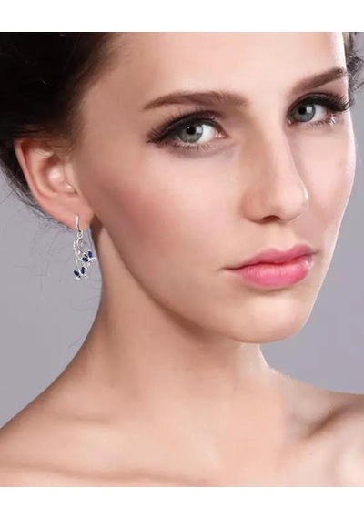 Brezza Lusso Jewelry Sonsuzluk Pırlanta Model Safir Taşlı Kelebek Kadın Gümüş Küpe