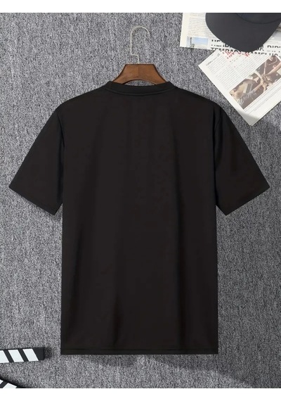 Modi Baskılı Oversize Bisiklet Yaka T-shirt - Siyah - Mymg158857