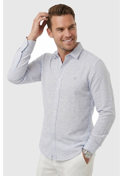 Rizzup Mavi Slim Fit Çizgili %100 Pamuk Erkek Gömlek Nefes Alan Şık Günlük Gömlek 2602626