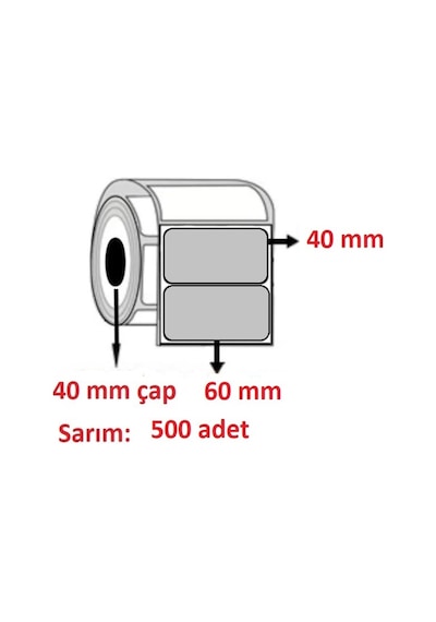 Özsaraç Etiket Silver Mat Etiket 40 x 60 MM 500'lü 5 Rulo