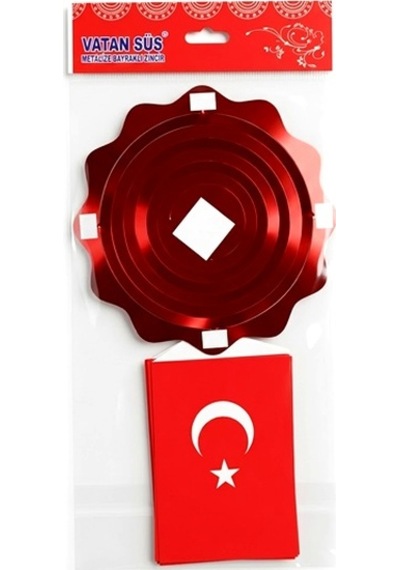 Vatan Metalize Sıralı Bayraklı Zincir Süs - 2 Adet