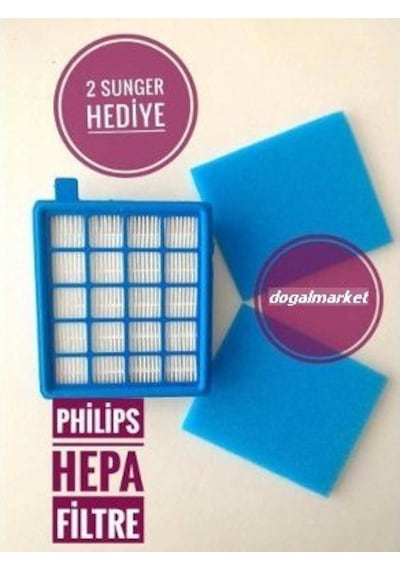 Philips Uyumlu FC 8647 Hepa Filtre + 2 Sünger
