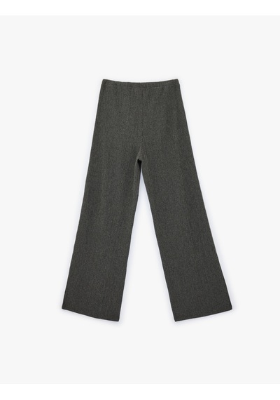 Koton Beli Bağcıklı Geniş Paça Bürümcük Pantolon Antrasit 6sal40069ık